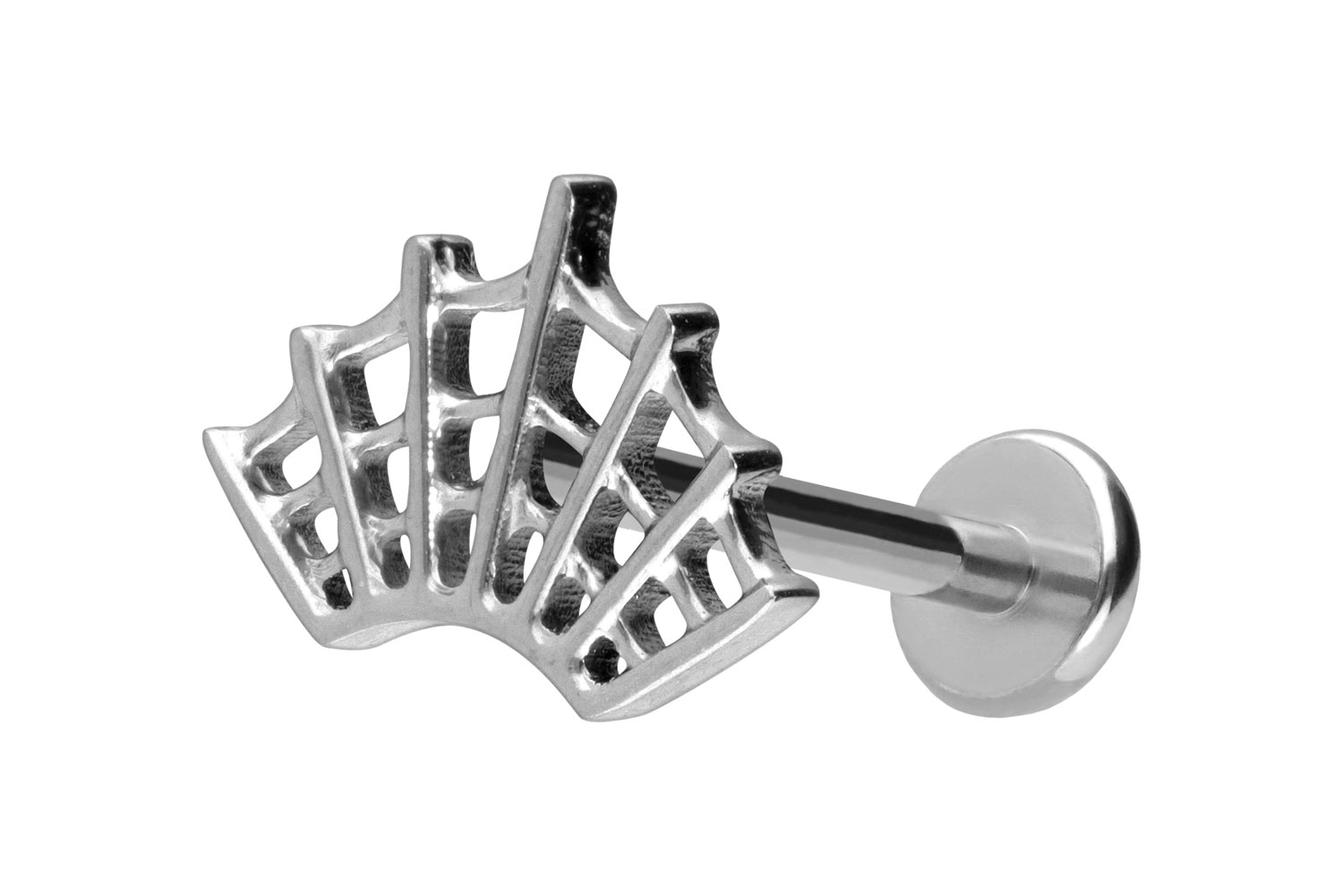 Titan Labret Piercing mit Push Fit SPINNENNETZ